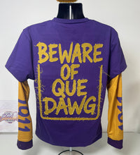 Load image into Gallery viewer, Beware-of-Que-Dawg-Streetwear-Thermal-Tee-Back