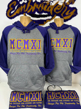 Load image into Gallery viewer, Embroidered Omega Psi Phi Roman Numeral 'MCMXI' Hoodie- One Thousand Nine Hundred and Eleven