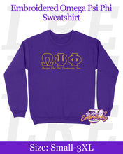 Load image into Gallery viewer, Embroidered-Omega-Psi-Phi-Classic-Sweatshirt-Mockup