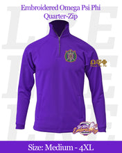 Load image into Gallery viewer, Embroidered-Omega-Psi-Phi-Quarter-Zip
