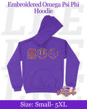 Load image into Gallery viewer, Embroidered-Omega-Psi-Phi-Thunderbolt-Hoodie-Mockup-Front
