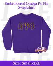 Load image into Gallery viewer, Embroidered-Omega-Psi-Phi-Vintage-Sweatshirt-Mockup