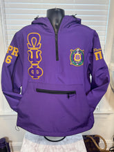 Load image into Gallery viewer, ΩΨΦ Fleece-Lined Embroidered Hooded Windbreaker Line Jacket (Front)