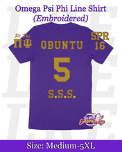 Load image into Gallery viewer, LRE-Classic-Omega-Psi-Phi-Embroidered-Line-Shirt-Mockup-back