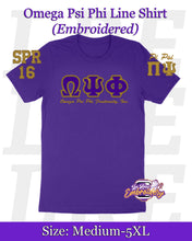 Load image into Gallery viewer, LRE-Classic-Omega-Psi-Phi-Embroidered-Line-Shirt-Mockup-front