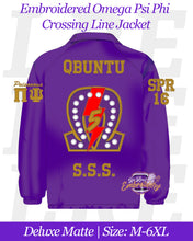 Load image into Gallery viewer, LRE-Embroidered-Omega-Psi-Phi-Crossing-Line-Jacket-Mockup-Deluxe-Matte-Back