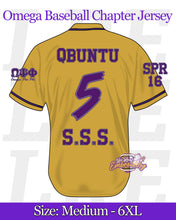 Load image into Gallery viewer, LRE-Omega-Baseball-Chapter-Jersey-Back-Old-Gold