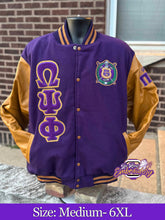 Load image into Gallery viewer, Embroidered Omega Psi Phi Varsity Letterman Line Jacket