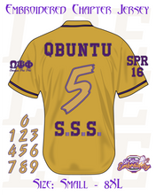 Load image into Gallery viewer, Embroidered Omega Psi Phi Baseball Chapter Jersey