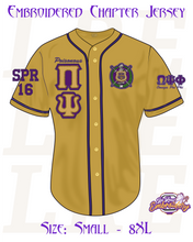 Load image into Gallery viewer, Embroidered Omega Psi Phi Baseball Chapter Jersey