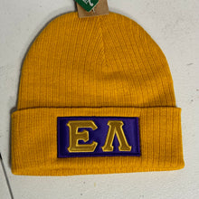 Load image into Gallery viewer, TTE-embroidered-Mustard-Omega-Beanie-Epsilon-Lambda