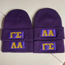 Load image into Gallery viewer, TTE-embroidered-Omega-Purple-Beanie-group