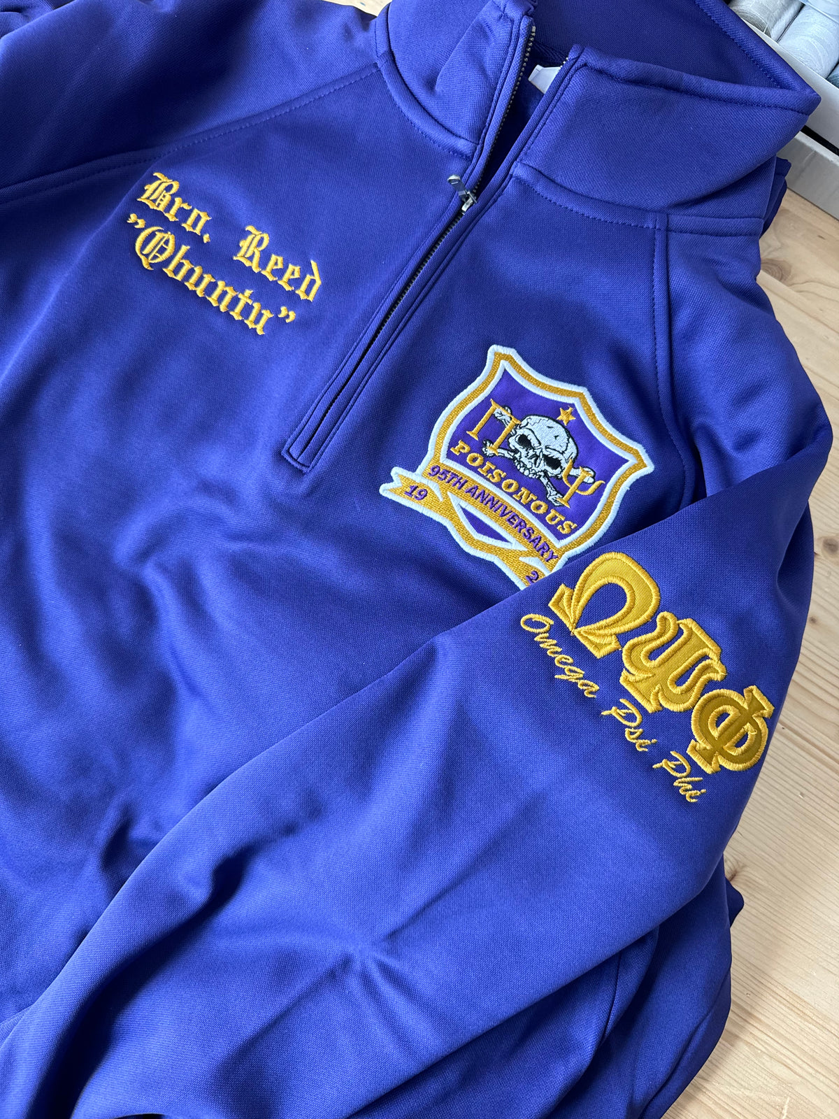 Embroidered Omega Psi Phi Chapter Quarter-zip