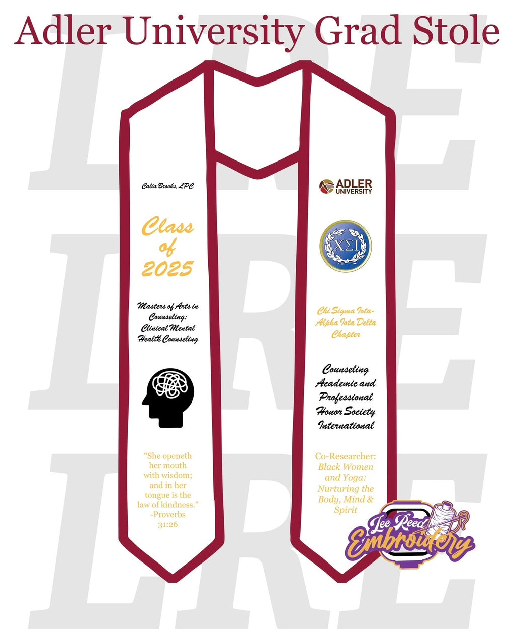 Personalized Graduation Stole (Embroidered or Print)