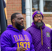 Load image into Gallery viewer, Embroidered Omega Psi Phi Themed Chapter Hoodie
