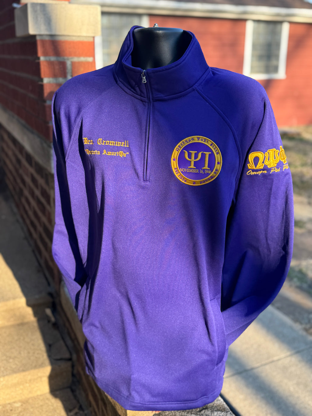 Embroidered-Omega-Psi-Phi-Chapter-Quarter-zip-Psi-Iota-Front