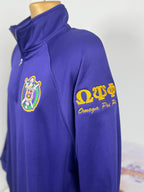 Embroidered-Omega-Psi-Phi-Quarter-zip-Sleeve