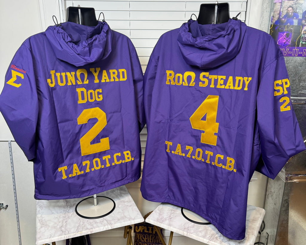 ΩΨΦ Embroidered Hooded Windbreaker Line Jackets