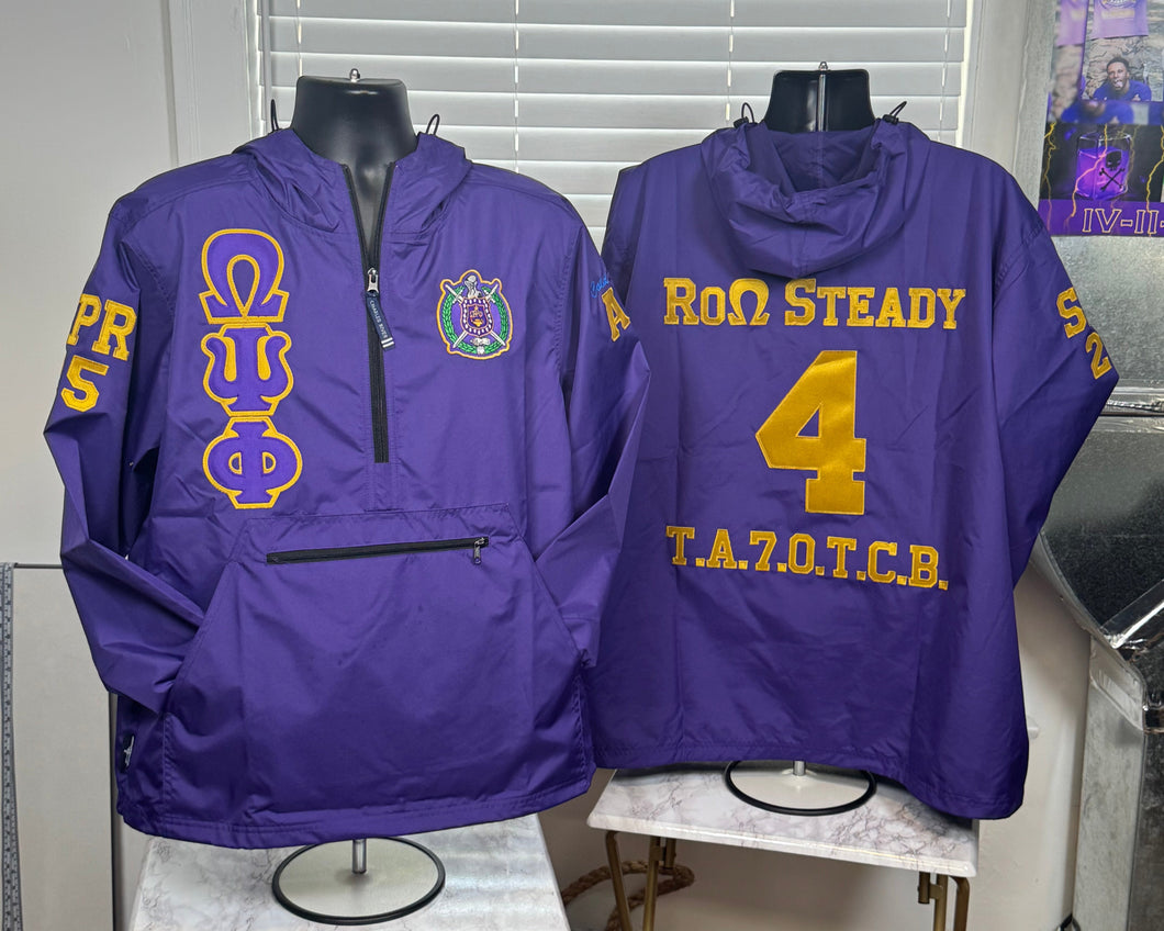 ΩΨΦ Embroidered Hooded Windbreaker Line Jackets