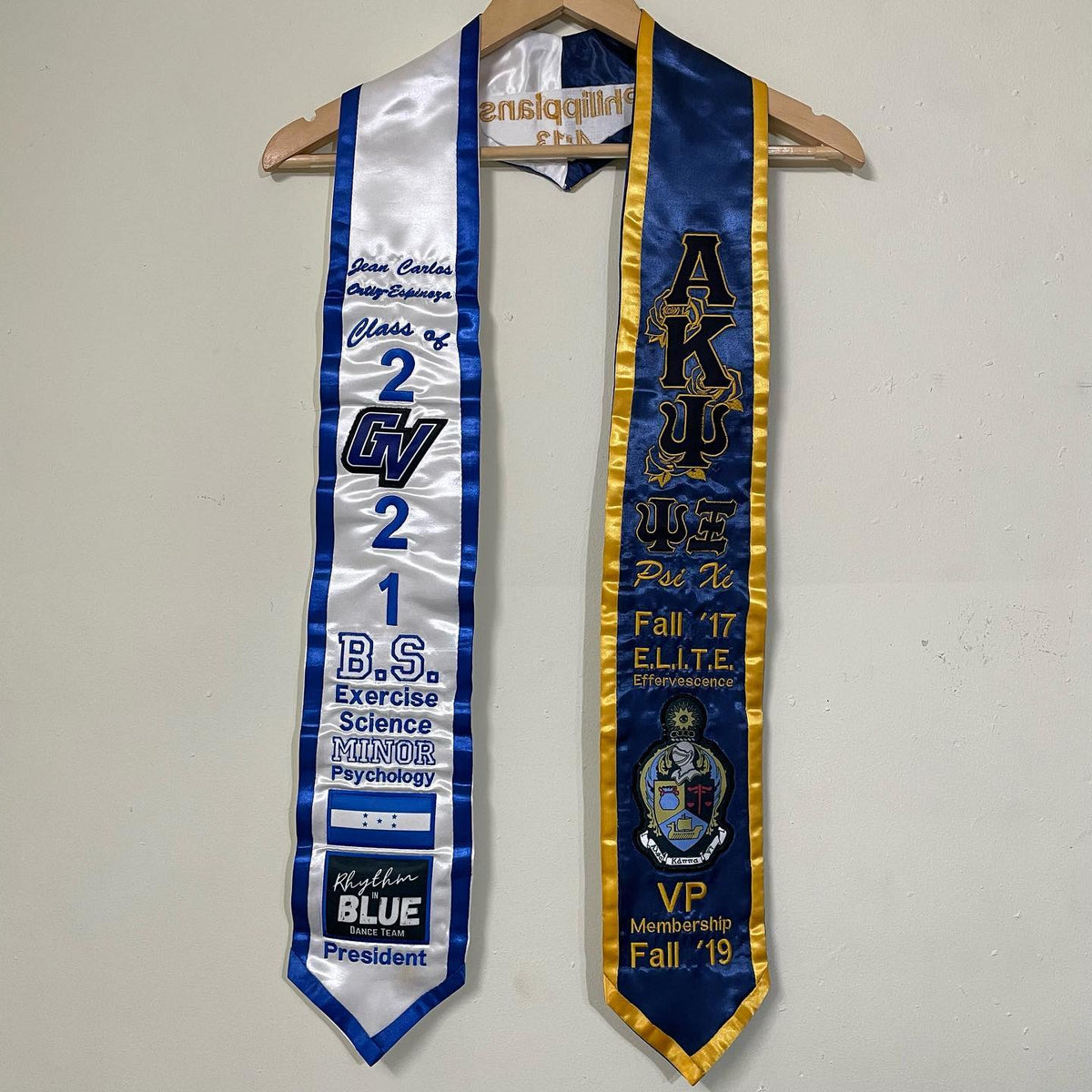 Dual-Color Embroidered Graduation Stole