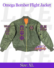 Load image into Gallery viewer, Embroidered Omega Psi Phi Bomber Flight Line Jacket
