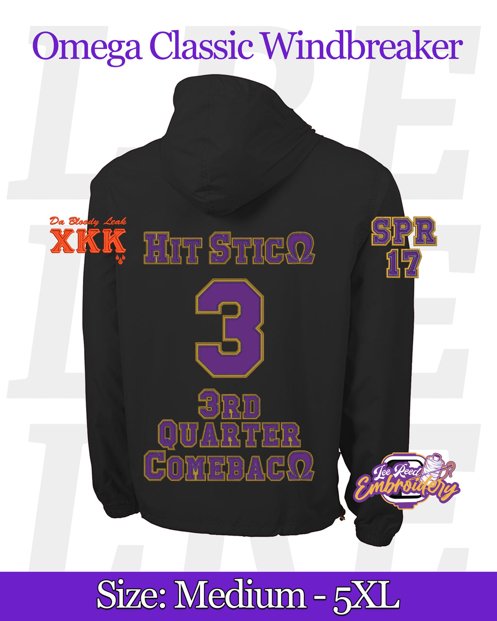 Embroidered Omega Psi Phi Windbreaker Line Jacket