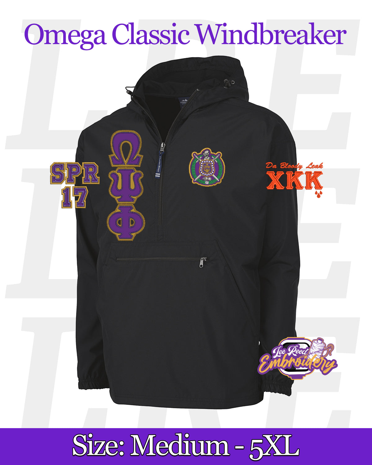 Embroidered Omega Psi Phi Windbreaker Line Jacket