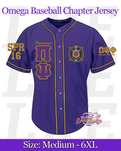 Load image into Gallery viewer, LRE-Embroidered-Omega-Baseball-Chapter-Jersey-Mockup-Front-Purple-Pi-Psi-v2
