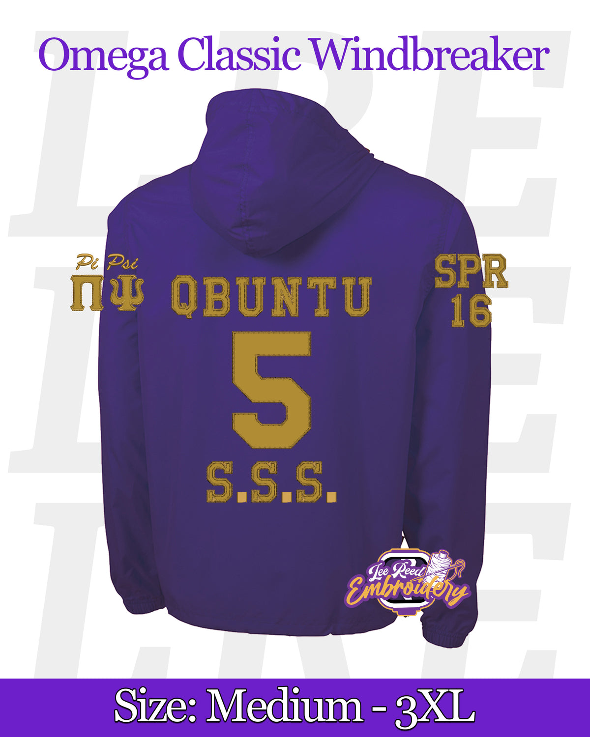 Embroidered Omega Psi Phi Windbreaker Line Jacket