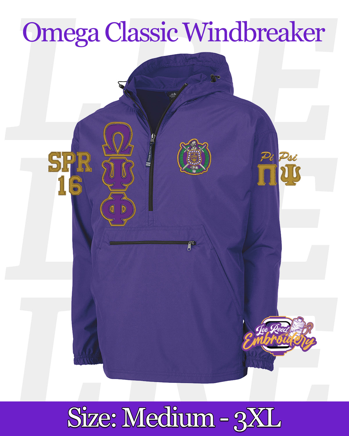Embroidered Omega Psi Phi Windbreaker Line Jacket