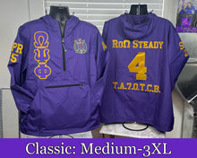 Load image into Gallery viewer, LRE-Embroidered-Omega-Psi-Phi-Classic-Windbreaker-Line-Jackets
