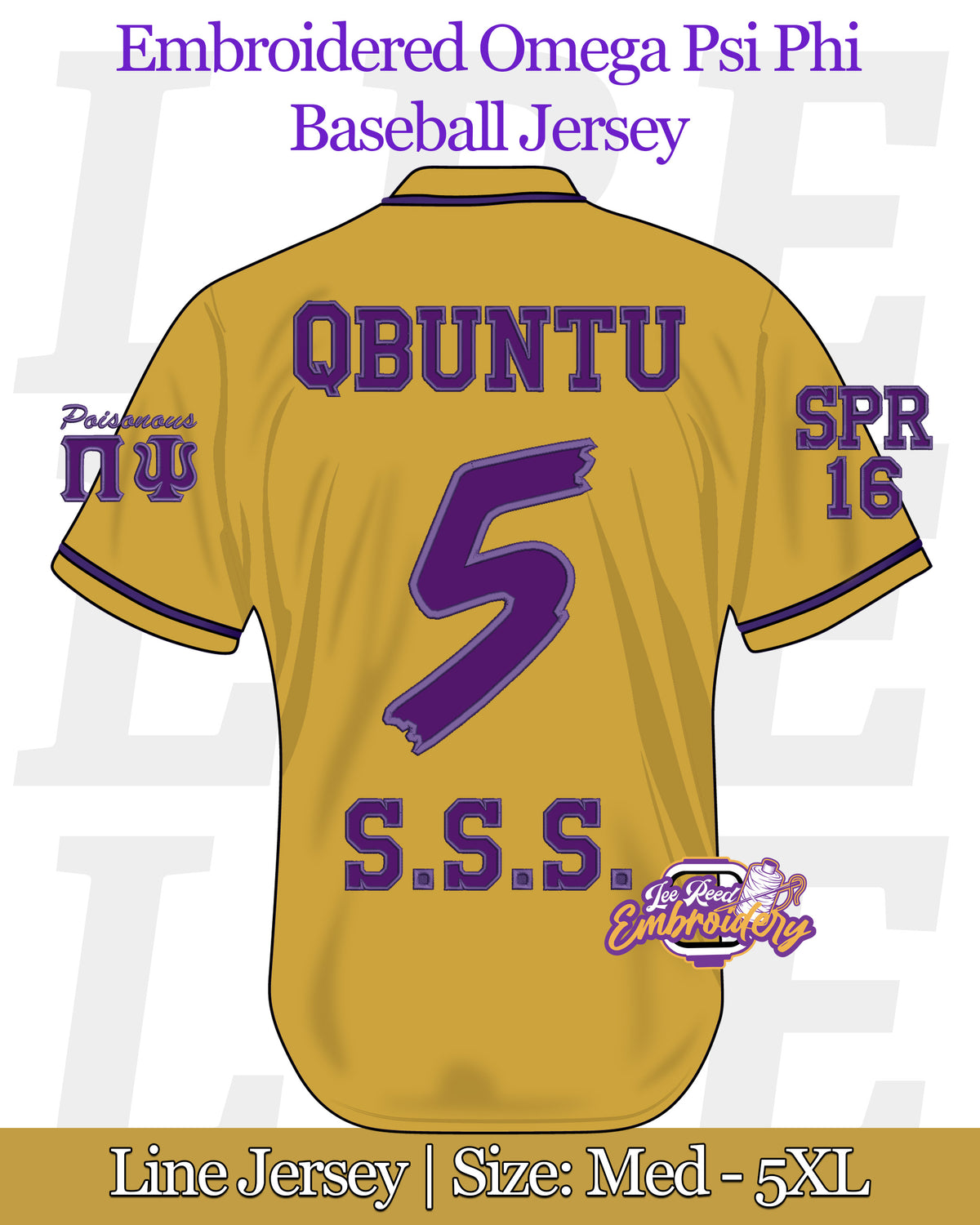 Embroidered Omega Psi Phi Baseball Line Jersey