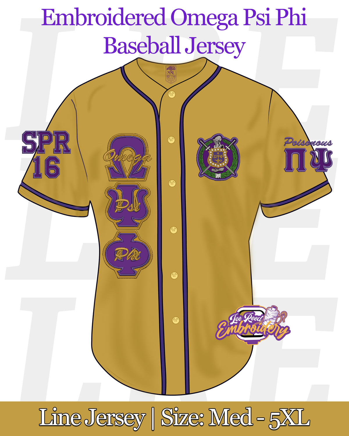 Embroidered Omega Psi Phi Baseball Line Jersey