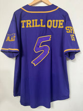 Load image into Gallery viewer, Embroidered Omega Psi Phi Baseball Line Jersey [Purple &amp; Old Gold]