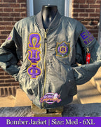 LRE-Embroidered-Omega-Psi-Phi-Bomber-Flight-Line-Jacket-Front-Green