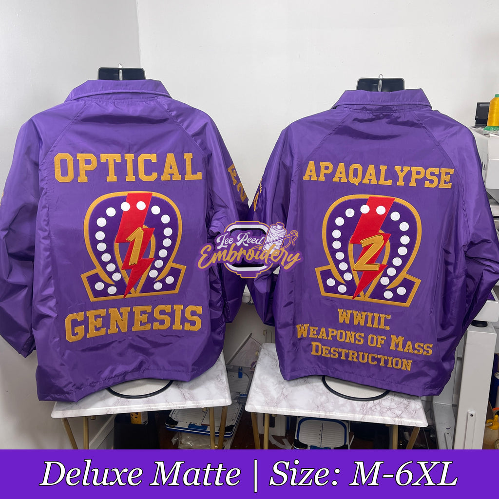 Embroidered Omega Psi Phi Crossing Line Jacket