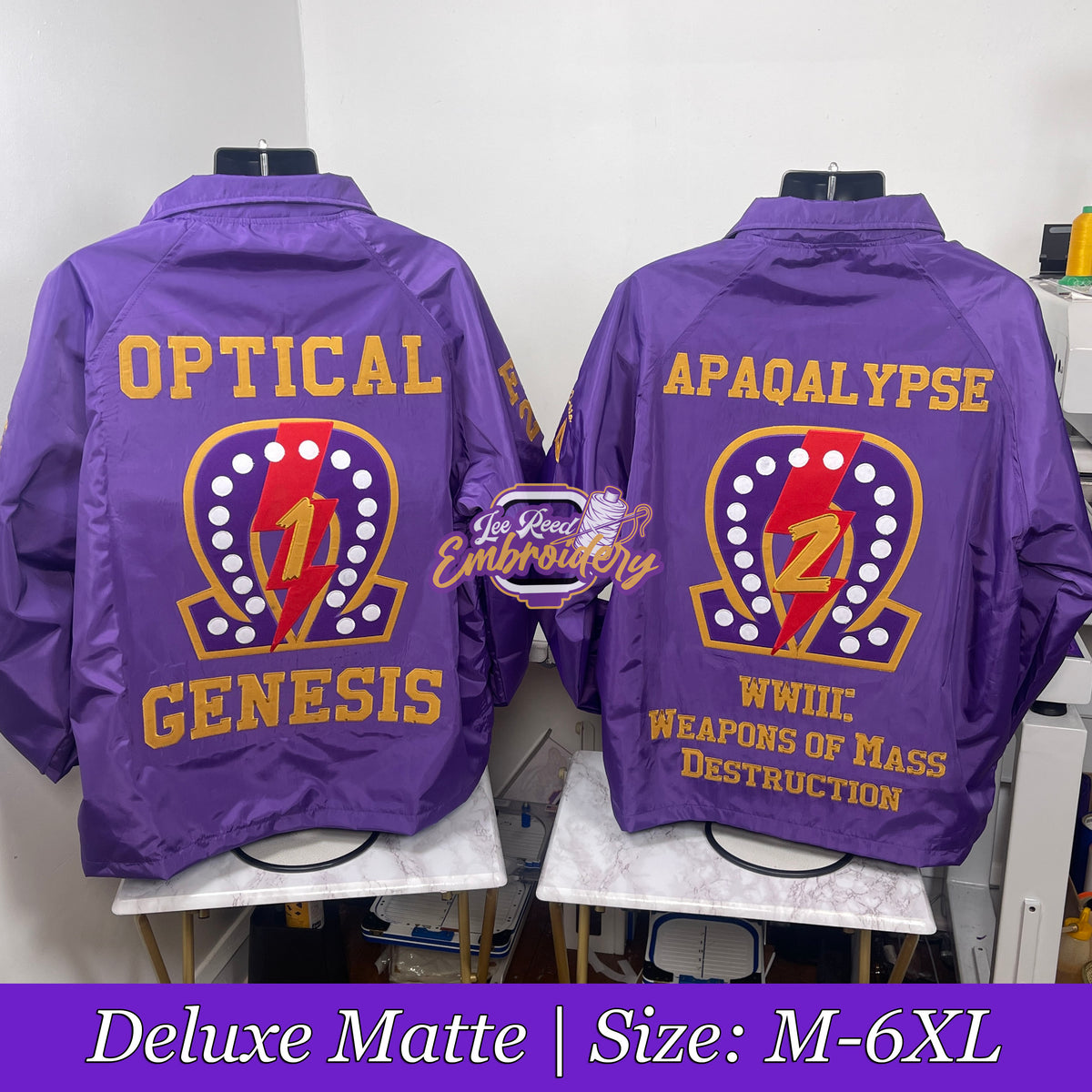 Embroidered Omega Psi Phi Crossing Line Jacket