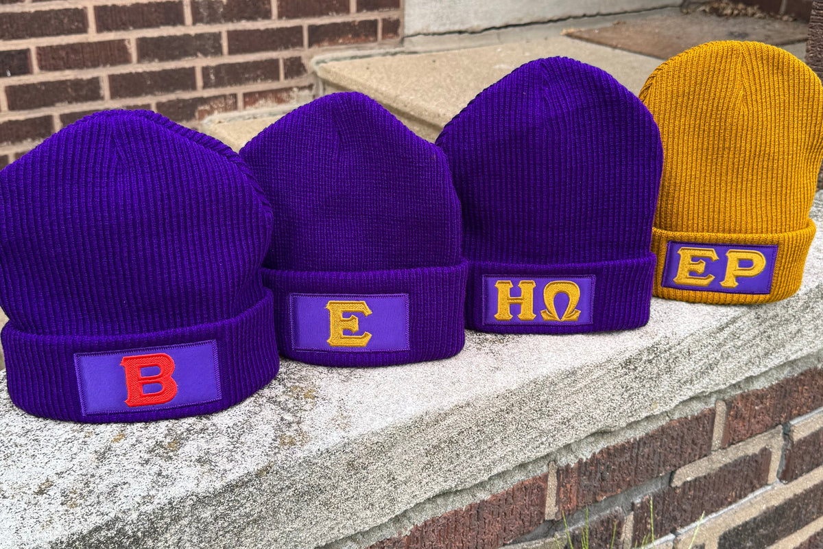 Omega-Psi-Phi-Themed-Embroidered-Chapter-Beanies-Purple-Old-Gold-Beta-Epsilon-Eta-Omega-Epsilon-Rho-Chapters