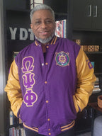 Embroidered Omega Psi Phi Varsity Letterman Line Jacket