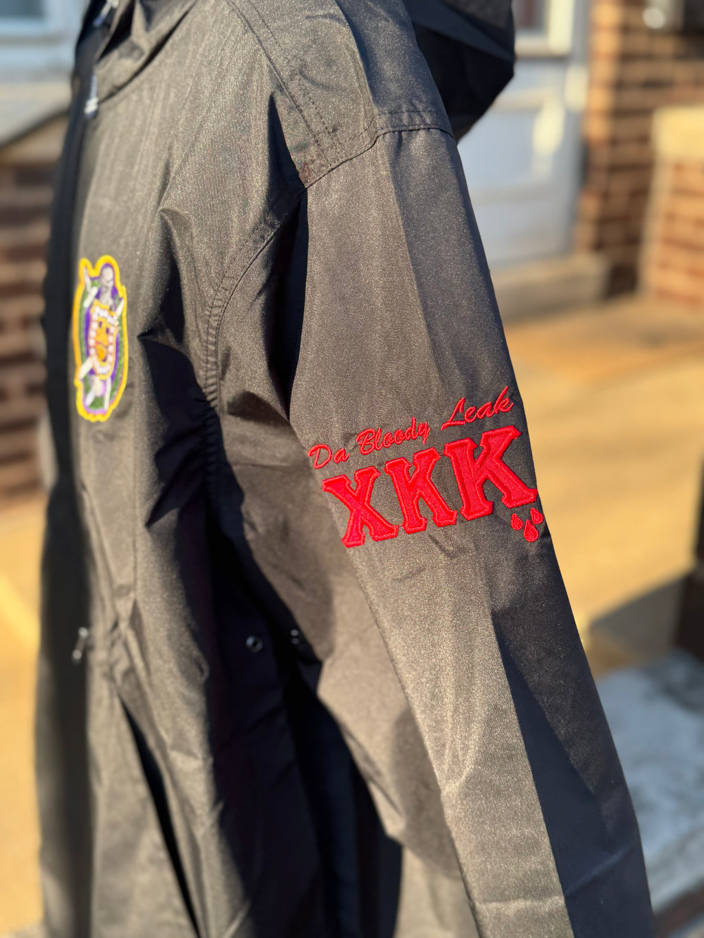 Black-Omega-Psi-Phi-Windbreaker-Line-Jacket-Sleeve-Chi-Kappa-Kappa
