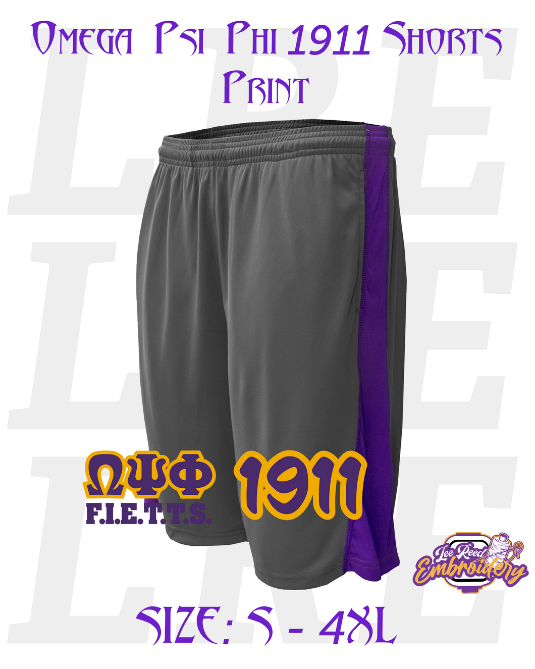 Omega Psi Phi, 1911, Shorts- Print [Grey/Purple]