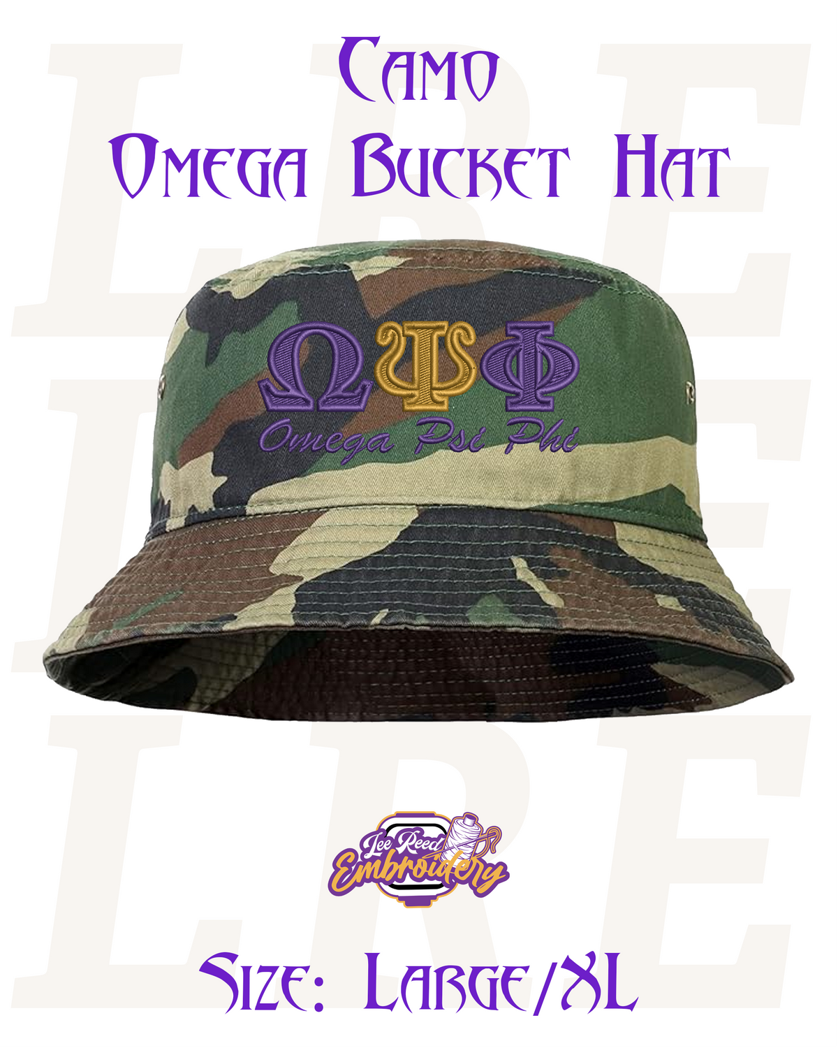 Embroidered Omega Psi Phi Bucket Hat