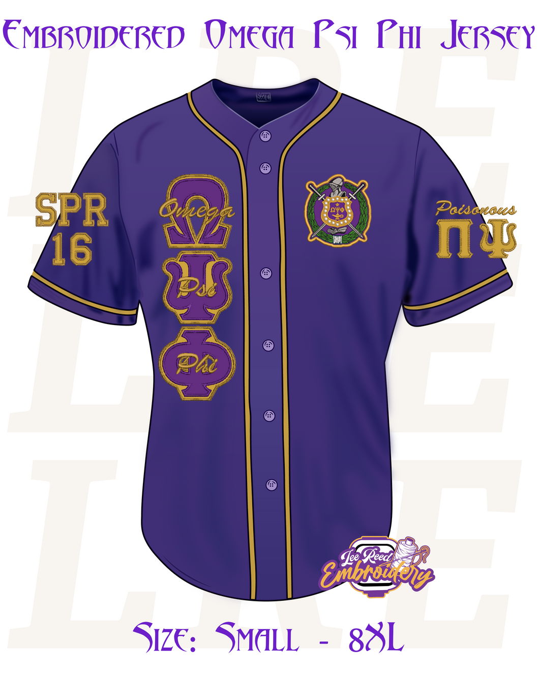 Embroidered Omega Psi Phi Jersey [Purple]