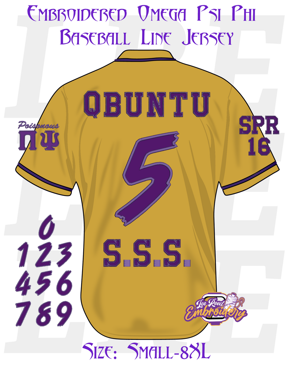 Embroidered Omega Psi Phi Baseball Line Jersey