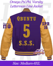 Load image into Gallery viewer, TTE-Omega-Psi-Phi-Varsity-Letterman-Line-Jacket-Back-8XL
