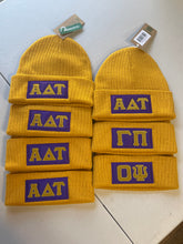 Load image into Gallery viewer, TTE-embroidered-Mustard-Omega-Beanie-group-v3
