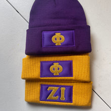 Load image into Gallery viewer, TTE-embroidered-Omega-Purple-Beanie-Phi-Chapter-Zeta-Iota
