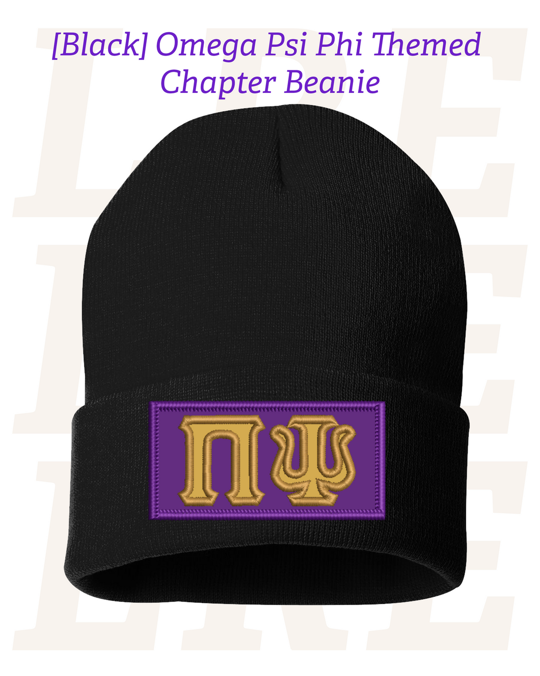 [Black] Embroidered Omega Psi Phi Themed Chapter Beanie