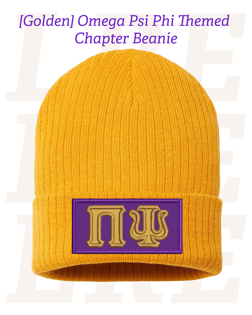 [Golden] Embroidered Omega Psi Phi Themed Chapter Beanie