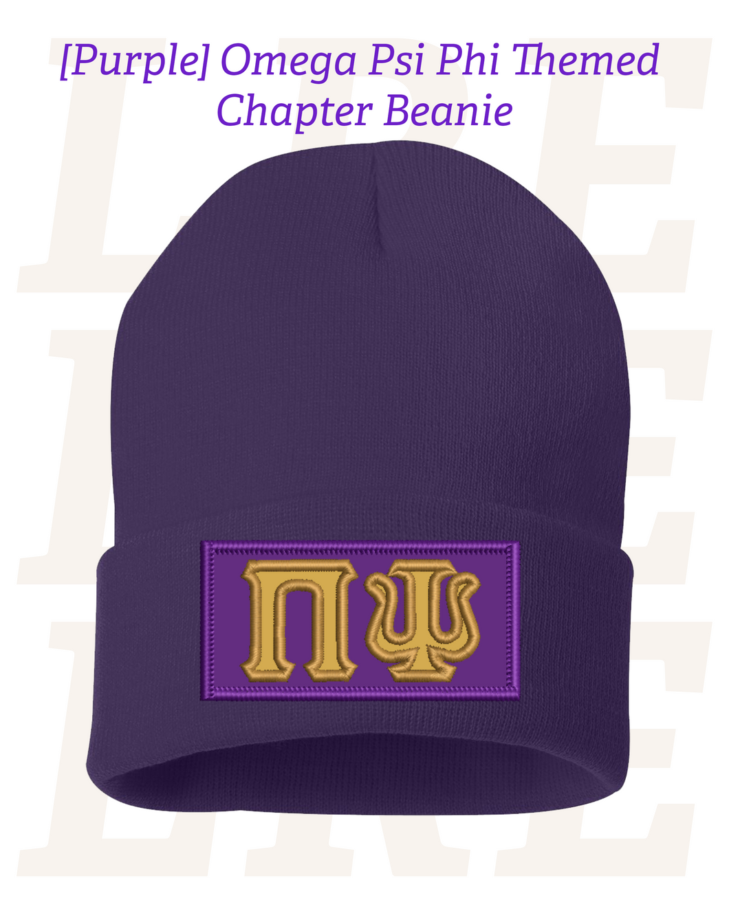 [Purple] Embroidered Omega Psi Phi Themed Chapter Beanie